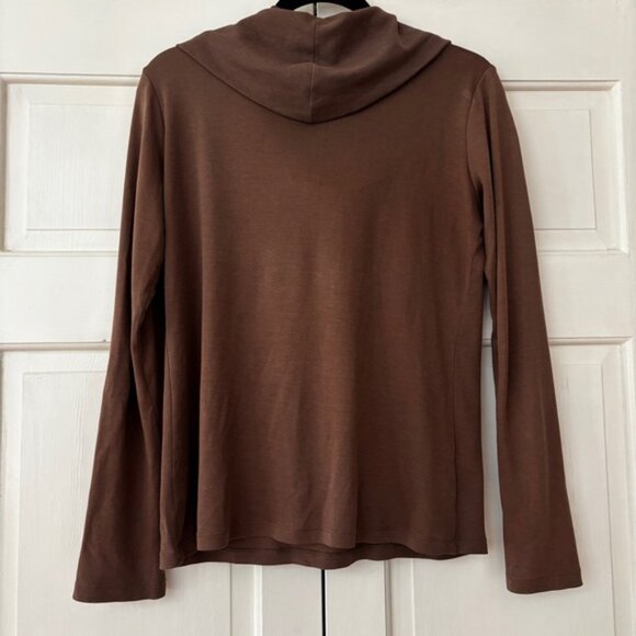 Peruvian Connection Milk Chocolate Cowl Neck Sweater Blouse Size Medium Pima - Picture 7 of 9